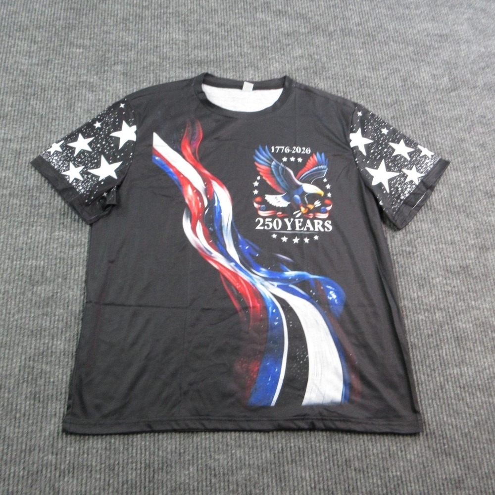 Patriotic Eagle Shirt Mens XL Black 250 YEARS 1776-2026 Stars Graphic Tee NWOT